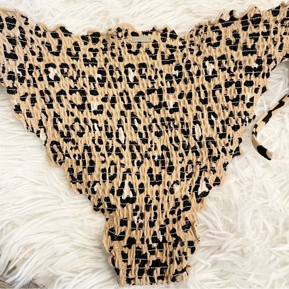 Hollister Leopard Print Bikini Bottoms XS Smocked